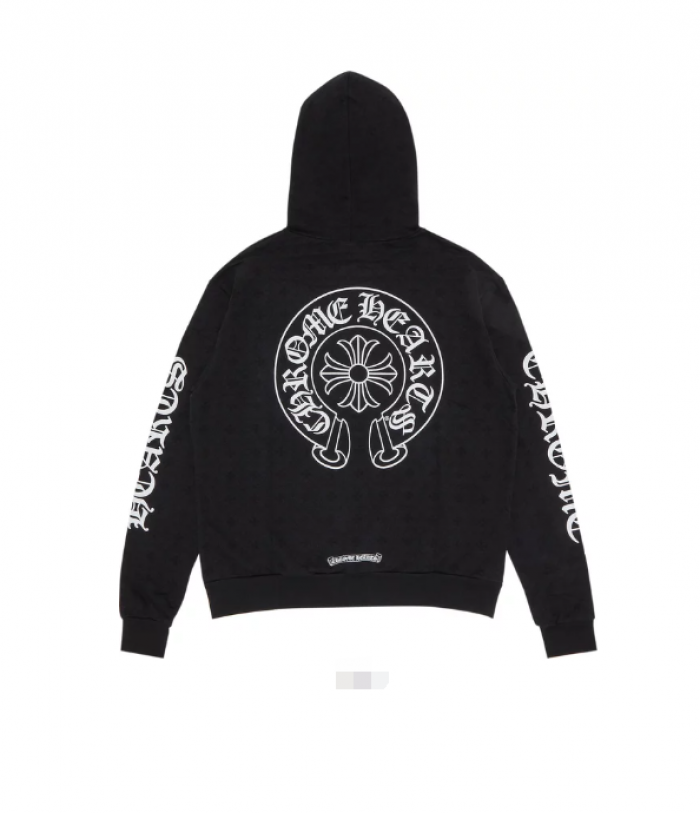 CLOTHES Chrome Hearts Black Vertical Logo Hoodie FOR-828024
